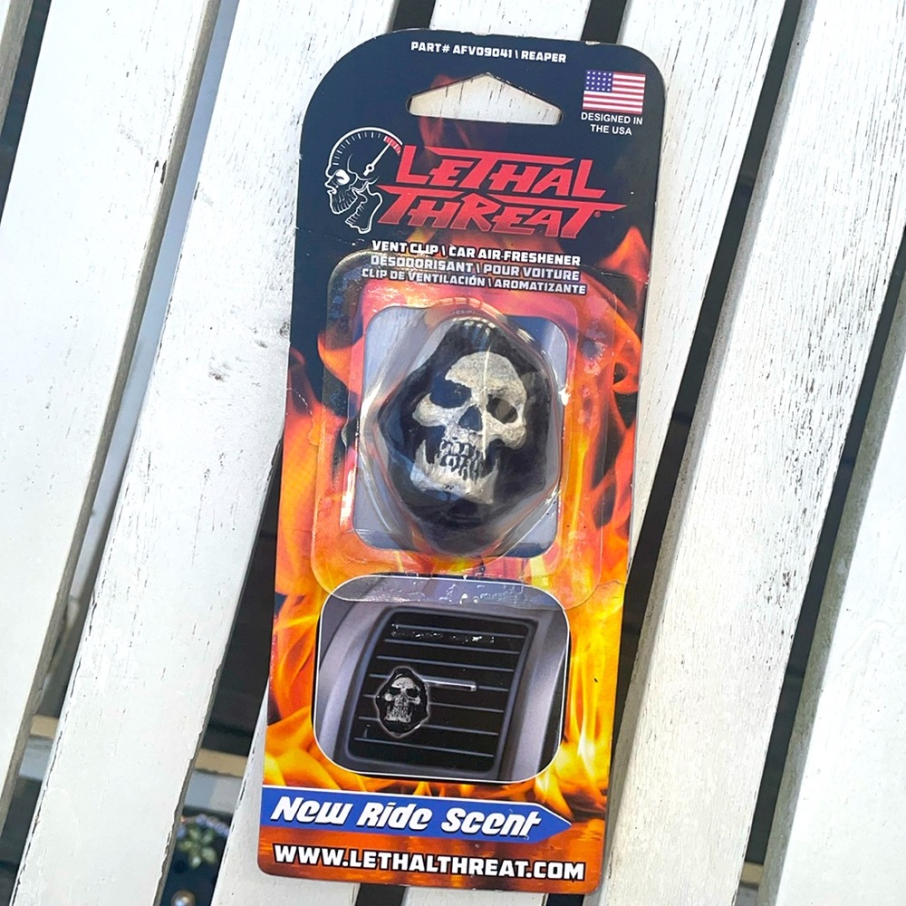 ⚜️Lethal Weapon Grim Reaper Skull Head Vent Clip Air Freshener in New Car Scent!